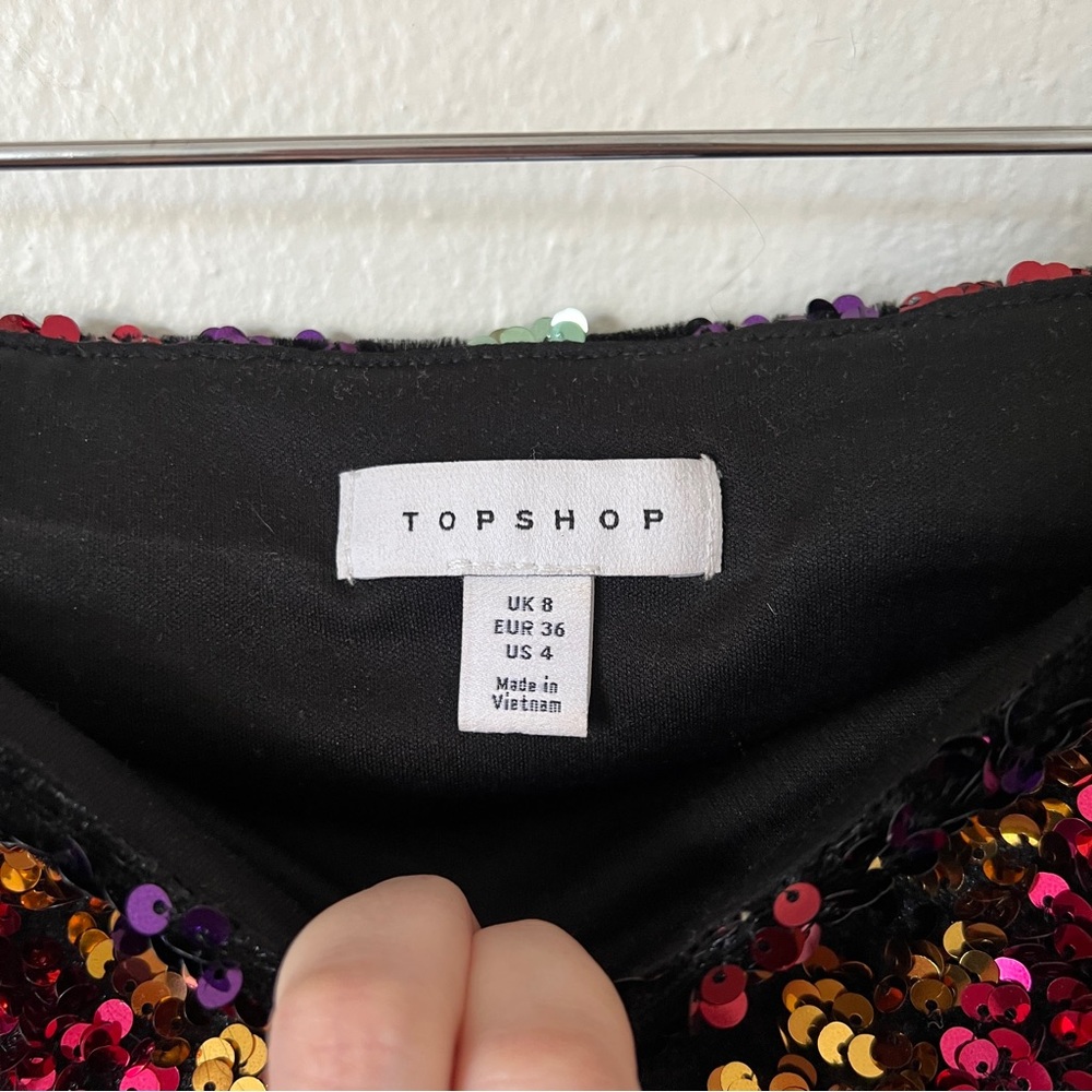 Topshop Black Diamond Sequin Midaxi Pencil Skirt - Picture 6 of 11